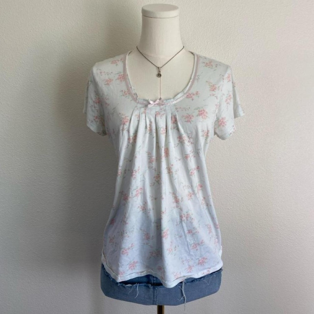 Vintage Me Miss Elaine Floral Babydoll Short Sleeve Top Coquette Cottage